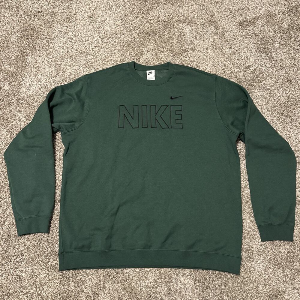 Nike Club Fleece Mens Crewneck Pullover Sweatshirt 2XL Green